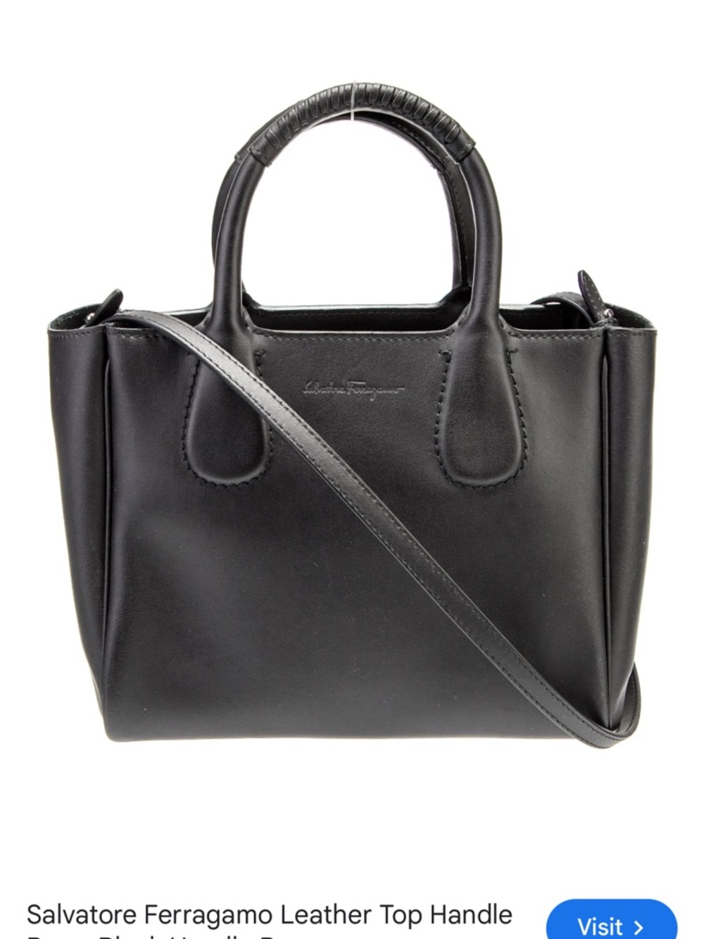Salvatore Ferragamo Black Leather Satchel with Detachable Strap